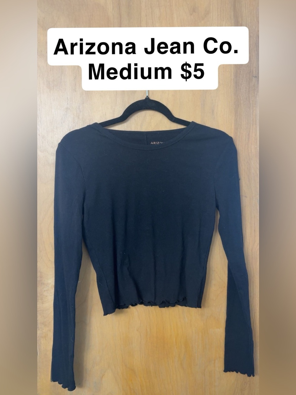Arizona Jean Company Black Ribbed Long-Sleeve Crop Top